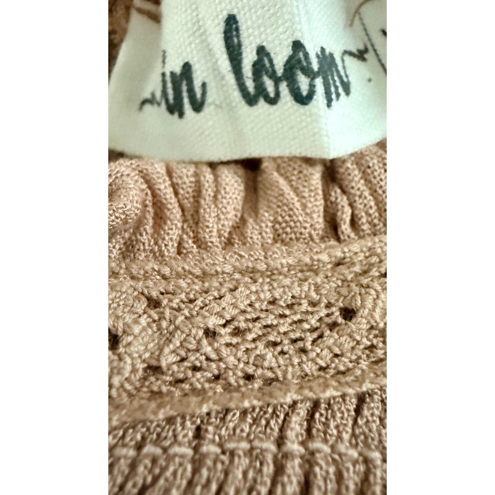 In Loom Womens Smocked Lace Trim Babydoll Mini Dress Taupe Brown Cottagecore - Picture 4 of 8